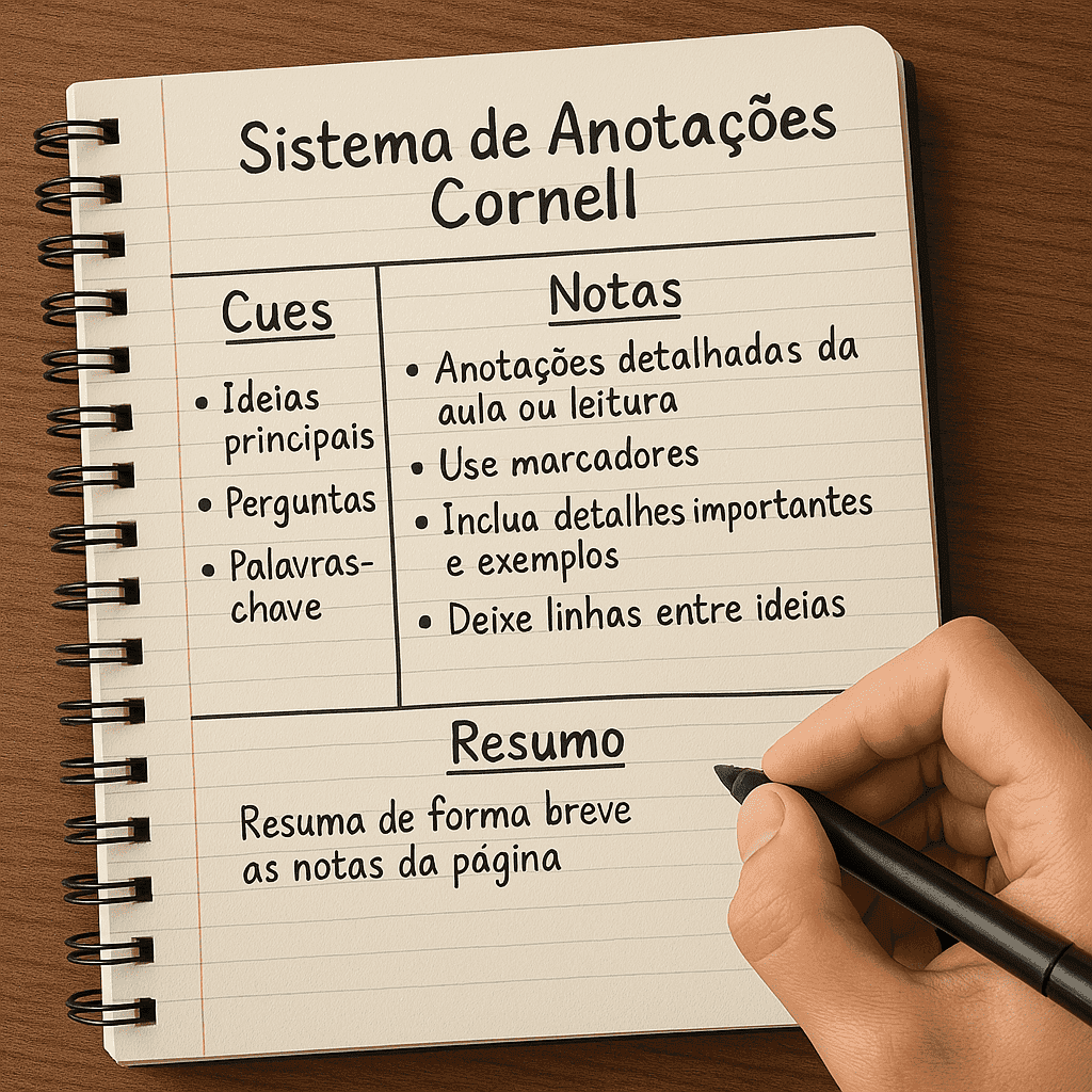 Página com o método Cornell escrito